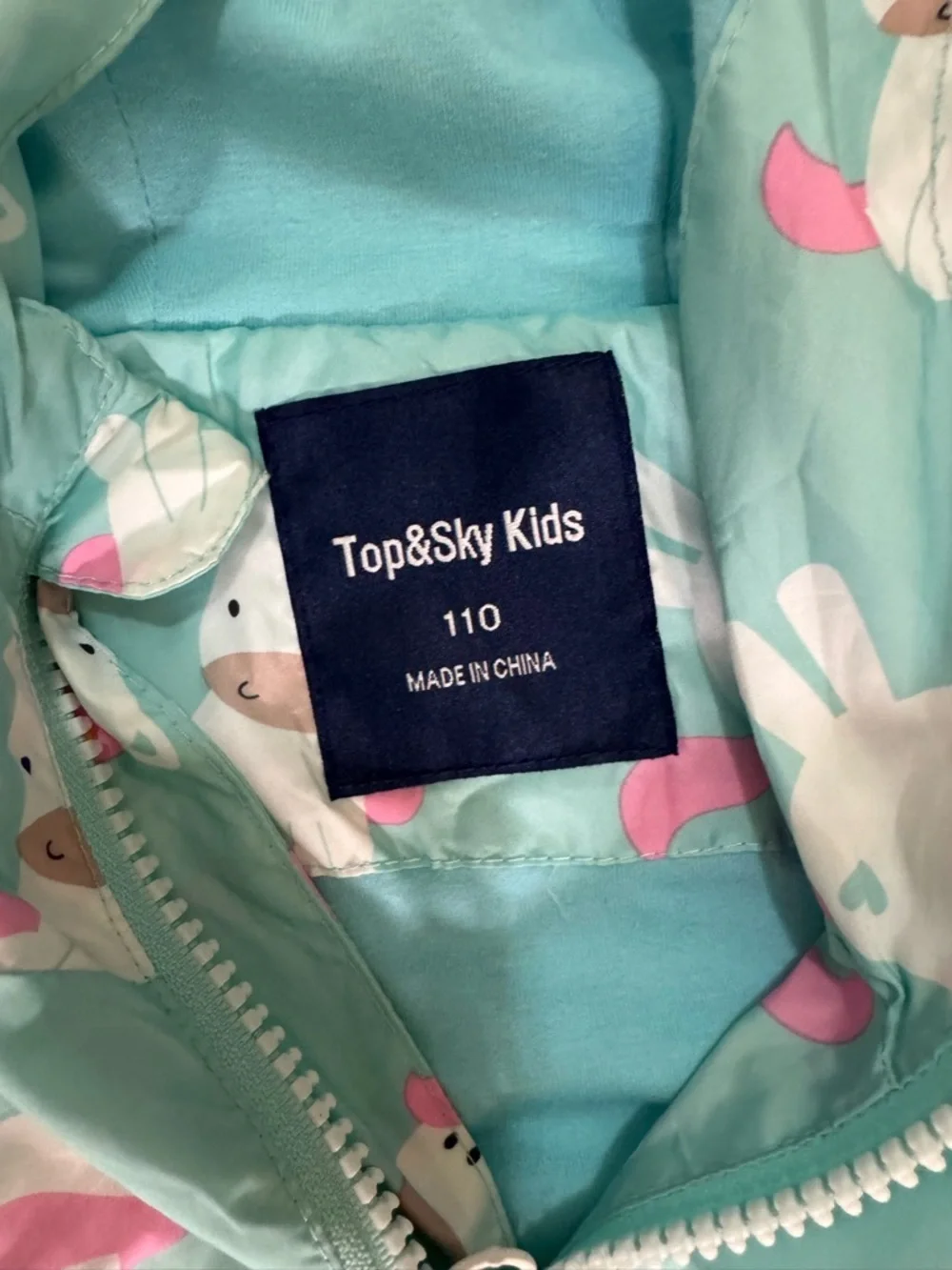 Girls' Aqua Unicorn Hooded Raincoat